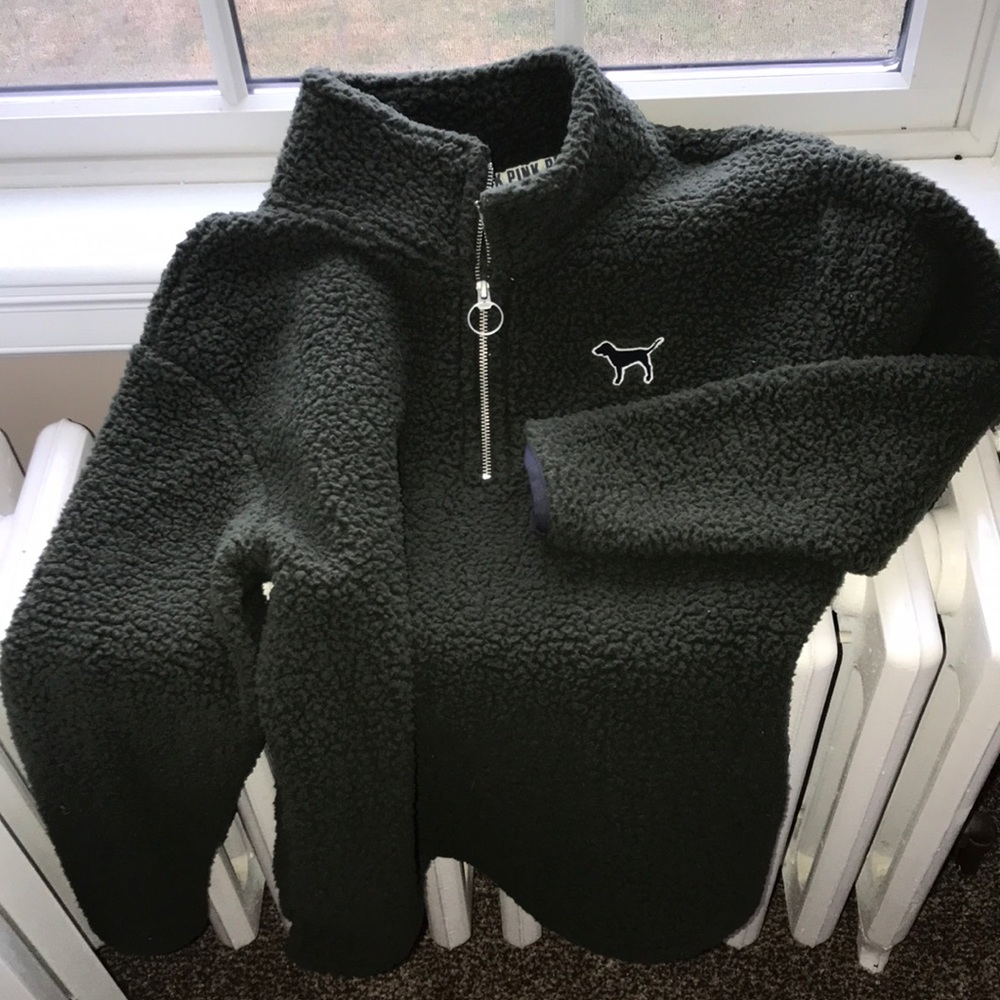Olive 1/4 Zip Boyfriend Sherpa PINK VS